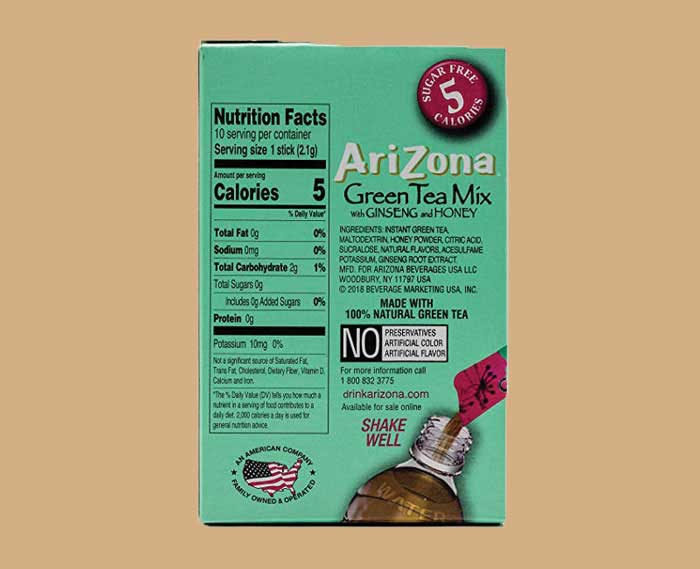 Arizona Green Tea Ingredients